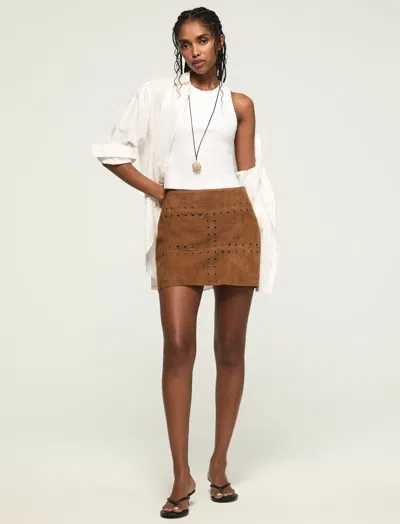 Lucky Brand Women's Festival Suede Mini Skirt In Brown