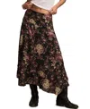 Lucky Brand Floral Drop Waist Maxi Skirt In Black