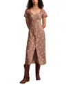 Lucky Brand Floral Lace Trim Button-up Dress In Taupe Floral