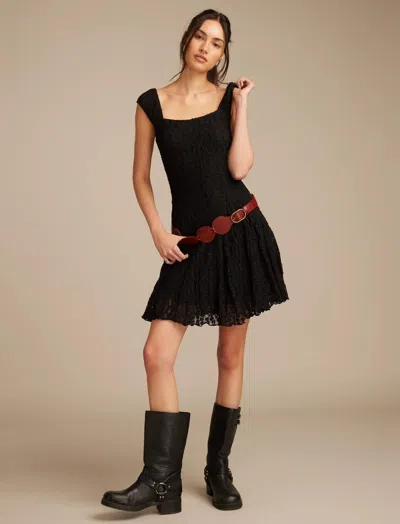 Lucky Brand Women's Floral Mesh Mini Dress In Black