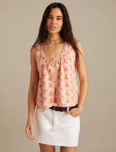 Lucky Brand Women's Floral Pleated Shell Tank In Pink