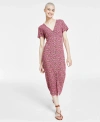 LUCKY BRAND WOMEN'S FLORAL PRINT BUTTON FRONT MIDI DRESS