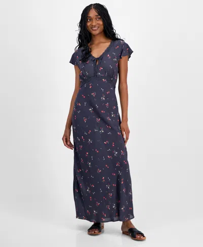 Lucky Brand Women's Floral-print Lace-trim Slip Dress In Multi