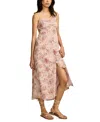 Lucky Brand Floral Lace Trim Button Front Midi Dress In Pink Floral