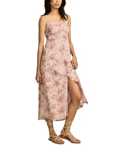 LUCKY BRAND WOMEN'S FLORAL-PRINT LACE-TRIM SLIP DRESS