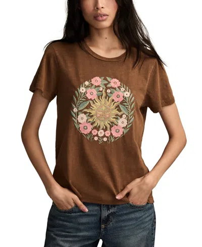 Lucky Brand Embroidered Floral Sun Cotton Graphic T-shirt In Brown