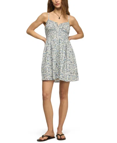 Lucky Brand Women's Floral Sweetheart Neck Mini Dress In Brown