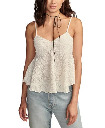 Lucky Brand Women's Floral Textured Camisole In Bright White