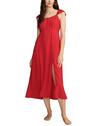 Lucky Brand Women's Flutter-sleeve Midi House Dress In Red