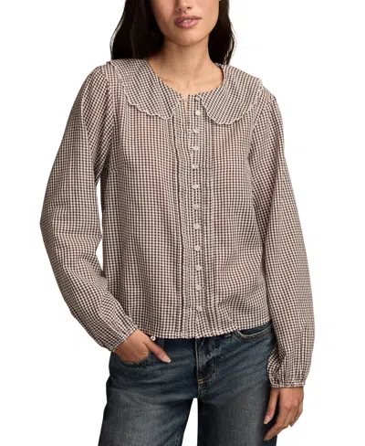 Lucky Brand Women's Gingham Peter Pan Collar Top In Multi