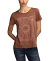 Lucky Brand Women's Good Fortune Sun Poster Classic Crew Neck T-shirt In Brown