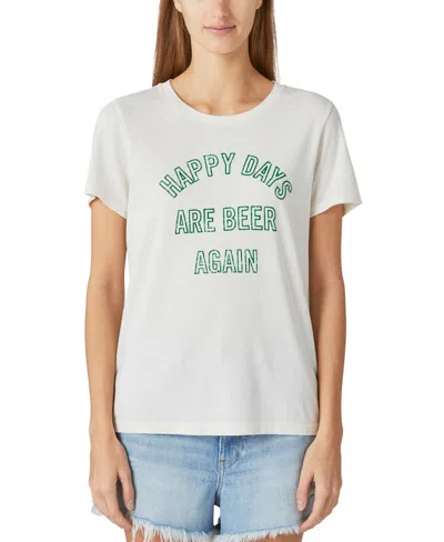 Lucky Brand Women's Happy Days Are Beer Again Crew Tee In Snow White