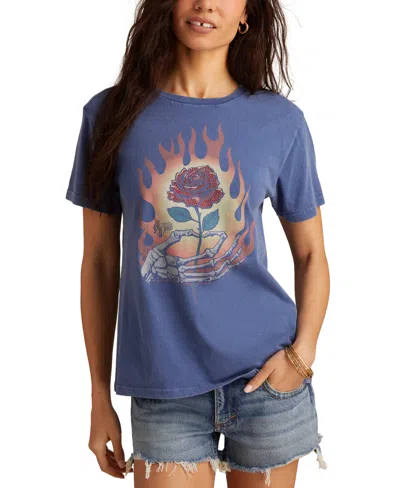 Lucky Brand Women's Grateful Dead Rose Boyfriend Crewneck T-shirt In Blue