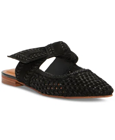 Lucky Brand Women's Grenaldie Woven Bow Flat Mules In Black Leather