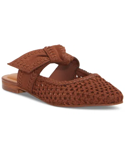 Lucky Brand Women's Grenaldie Woven Bow Flat Mules In Roasted Leather