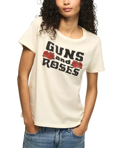 Lucky Brand Women's Guns And Roses Embellished Graphic T-shirt In Neutral