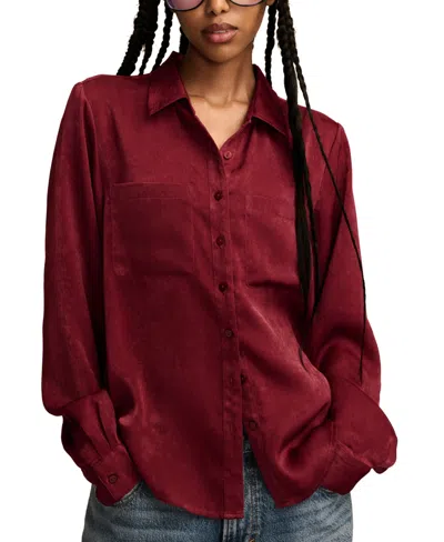 Lucky Brand Women's Hammered-satin Button-down Shirt In Marsala
