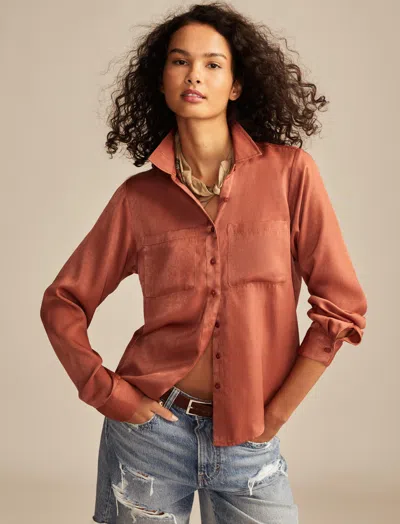 Lucky Brand Women's Hammered Satin Buttondown Shirt In Pink