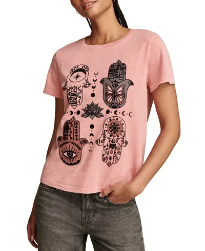 Lucky Brand Women's Hamsa Hands Graphic Print Crewneck T-shirt In Peach Blossom