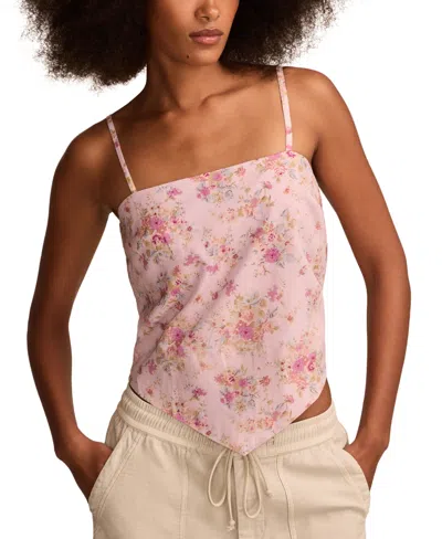 Lucky Brand Women's Hanky-hem Scarf Top In Pink Floral