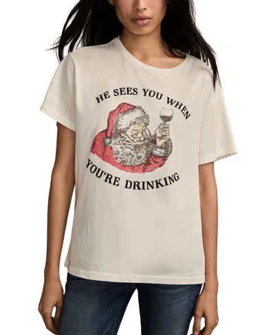 Lucky Brand Women's He Sees You When You Are Drink Crewneck T-shirt In Neutral