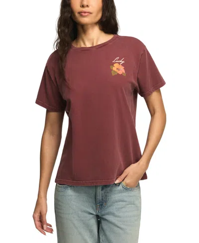 Lucky Brand Hibiscus Boyfriend T-shirt In Brown