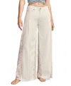 LUCKY BRAND WOMEN'S HIGH RISE FLORAL-INSET PALAZZO JEANS