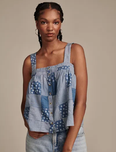 Lucky Brand Women's Highest Quality Patchwork Tank In Blue