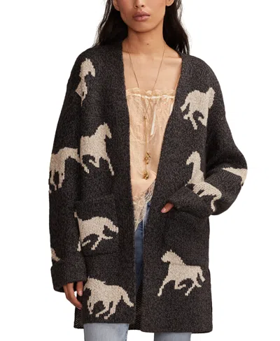 Lucky Brand Women's Horse V-neck Cardigan In Black