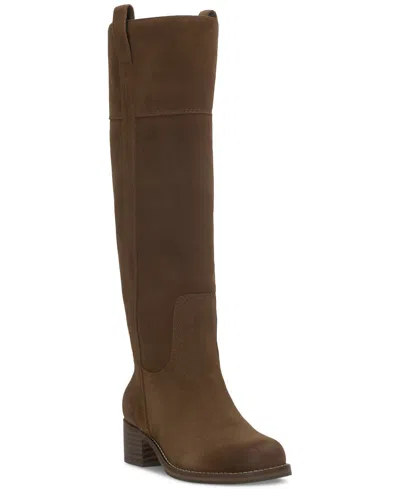 Lucky Brand Women's Hybiscus Knee-high Wide Calf Riding Boots In Brown