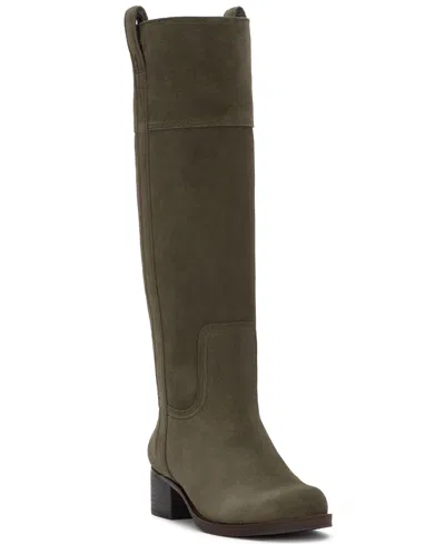 Lucky Brand Women's Hybiscus Knee-high Riding Boots In Deep Olive Suede