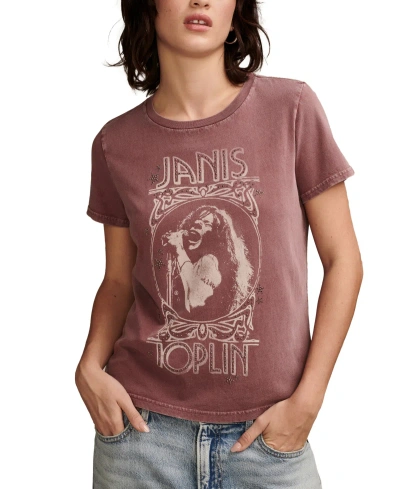Lucky Brand Women's Janis Joplin Crewneck Cotton T-shirt In Maroon Banner