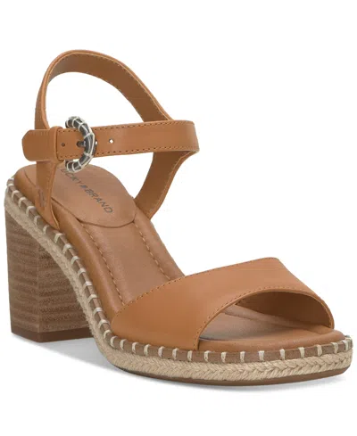 Lucky Brand Women's Jennyl Block-heel Espadrille Sandals In Tanny Leather