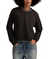 Lucky Brand Beaded Crewneck Sweatshirt In Black