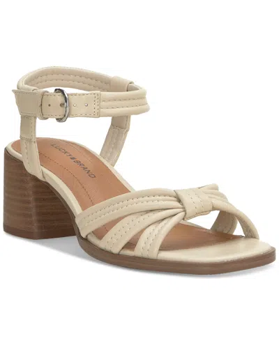 Lucky Brand Women's Jolenne Adjustable Strap Block-heel Sandals In Bone Leather