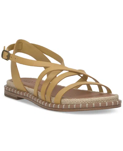 Lucky Brand Women's Kielly Strappy Whipstitch Flat Sandals In Golden Wheat Summer Haze