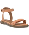 Lucky Brand Women's Kyndall Ankle-strap Flat Sandals In Tangerine Nubuck Leather
