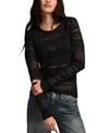 Lucky Brand Sandwash V-neck Top In Black