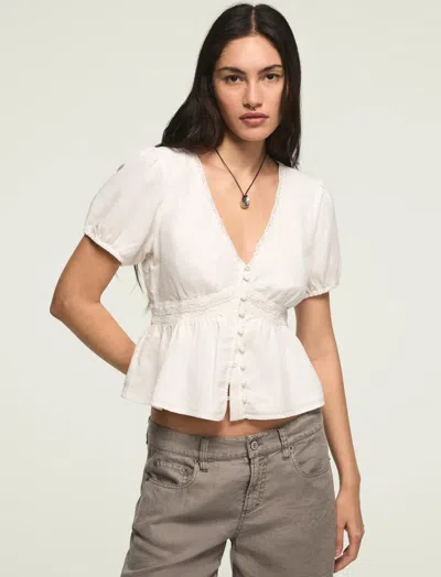 Lucky Brand Women's Lace Peplum Blouse In Gray