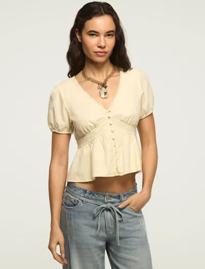 Lucky Brand Women's Lace Peplum Blouse In White