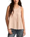 Lucky Brand Ladder Stitch Tiered Sleeveless Top In Sepia Rose