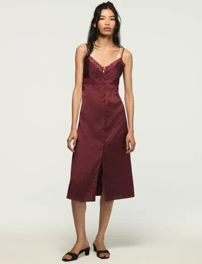 Lucky Brand Women's Lace Simone Slip Midi Dress In Burgundy