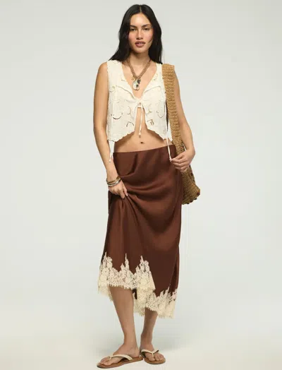 Lucky Brand Women's Lace Slip Skirt In Brown