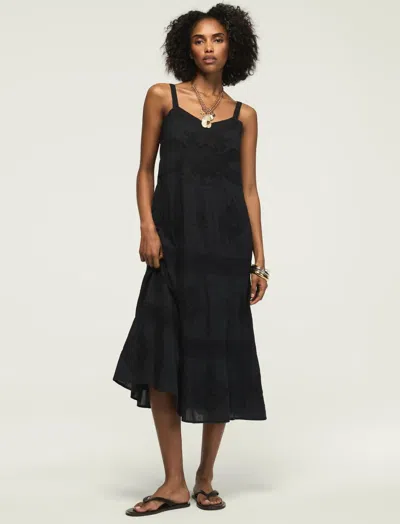 Lucky Brand Women's Lace Tiered Maxi Dress In Black