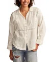 Lucky Brand Women's Lace-trim Gauze Shirt In Whisper White