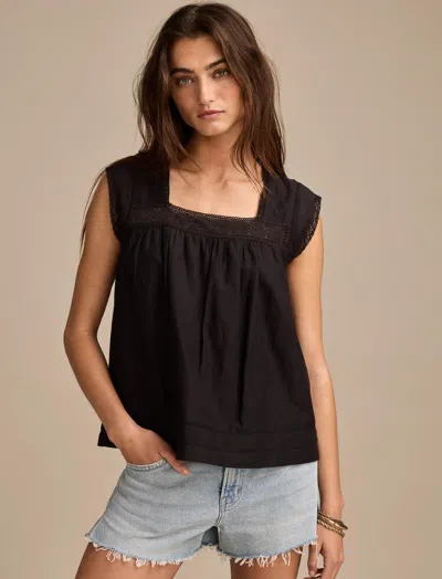 Lucky Brand Women's Lace Trim Tank Top In Black