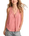 Lucky Brand Lace Trim Tank In Peach Blossom