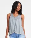 Lucky Brand Womens Lace Trim Tank Top Mid Rise Denim Shorts In Green Bay