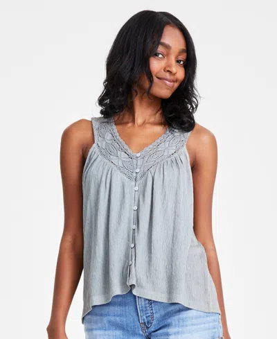 Lucky Brand Women's Lace-trim V-neck Tank Top In Blue