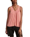 Lucky Brand Lace Trim Tank In Peach Blossom